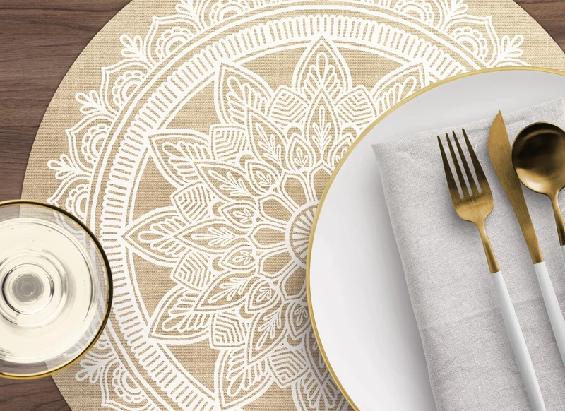 Viniliko Set of 4 Mandala Placemats Amit 4u-[Diam] 40 cm