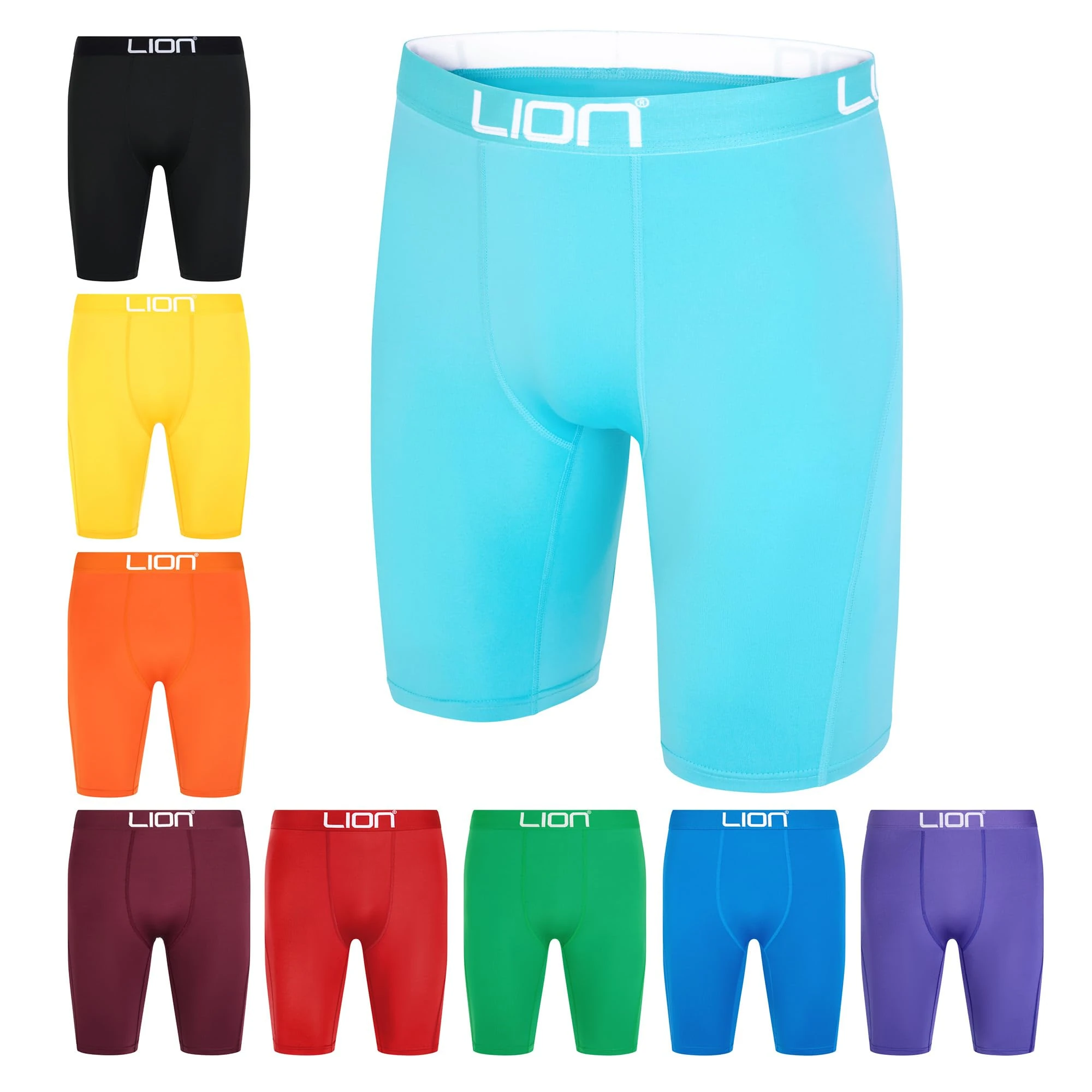 LION SPORTSWEAR Compression Shorts for Football & Sports – Multi-Purpose Base Layer for Men & Kids, Ideal for Gym, Training & Running - Sky Blue | Large Adults