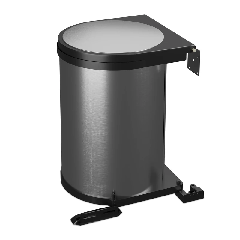 Relaxdays Built-in Kitchen Bin, 12L, Under-Sink, Swinging Trash Can, 37 x 28 x 28.5 cm, Stainless Steel, Silver/Black