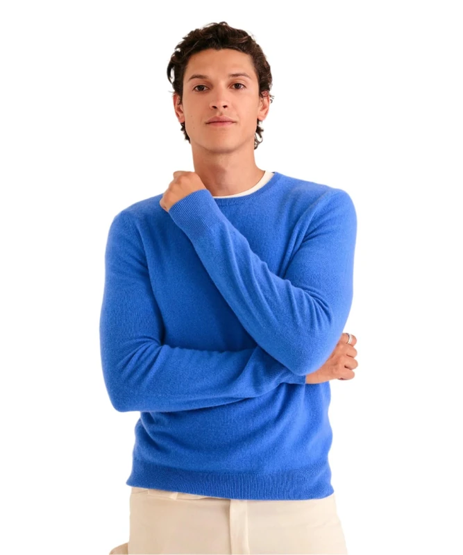 NAADAM Men's The Original Cashmere Crewneck Sweater, Cobalt, Medium - Image 1