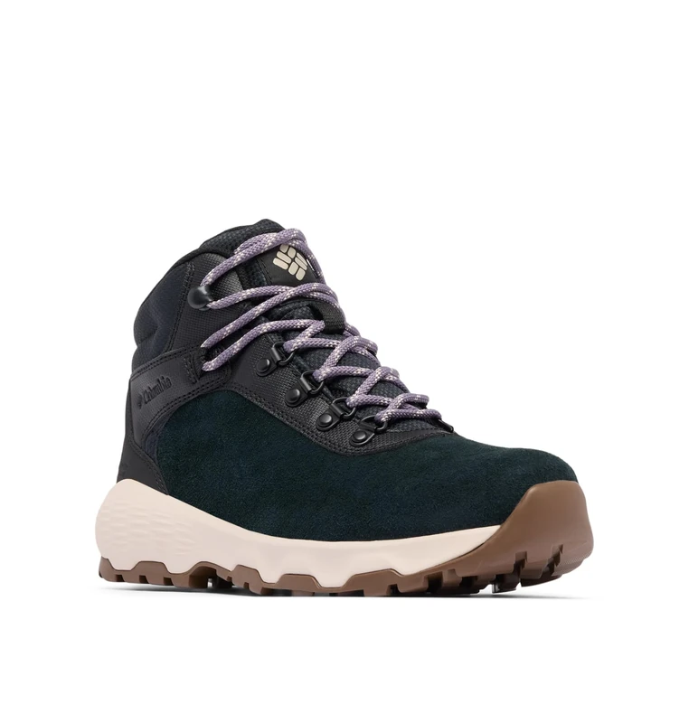 Columbia Women's Newton Wander Wide, Mid Rise Trekking and Hiking Boots, Black/Granite Purple, 8 Regular