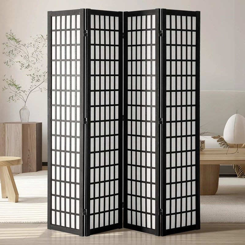 VEVOR Room Divider, 4 Panel Japanese Room Divider, Wood Folding Privacy Screen Indoor, Japanese Partition Dividers Portable Decoration Screens, for Room Separation Home Office Restaurant & Bedroom