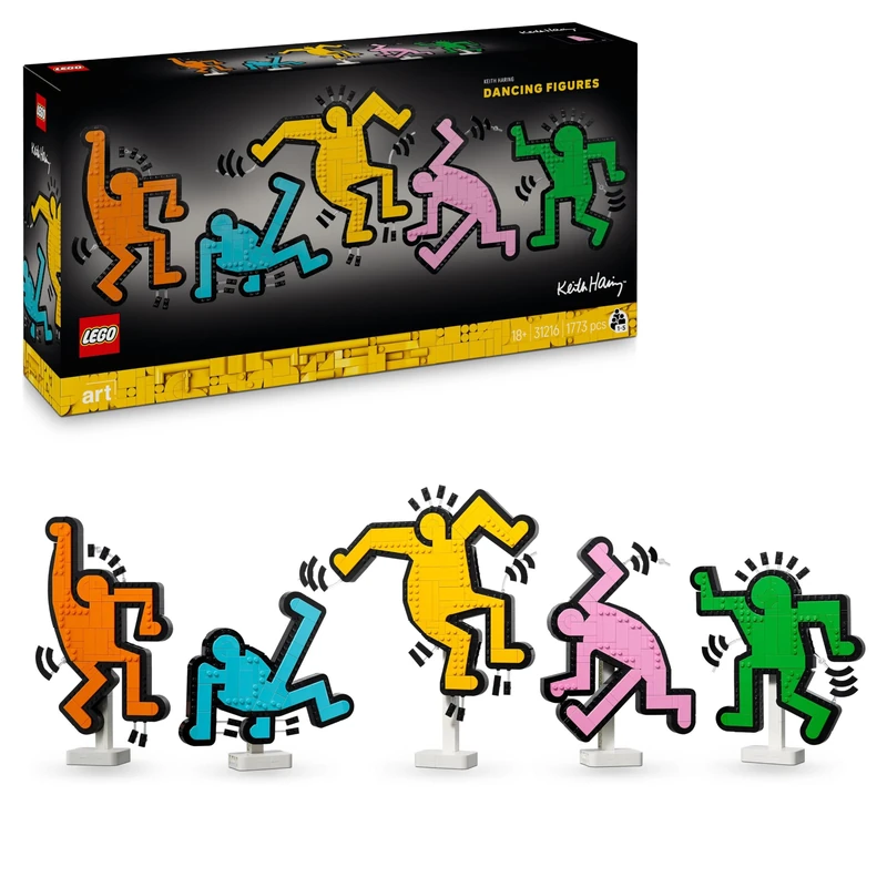 LEGO Art Keith Haring – Dancing Figures - Colourful DIY Wall Art or Home Office Desk Decor - Creative Gift Idea for Adults - 31216