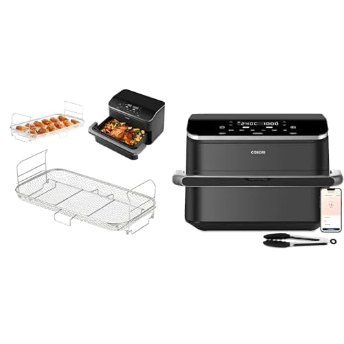COSORI TwinFry Rack, 304 Stainless Steel Dehydrator Rack for Baking and Roasting, Suitable for Air Fryer, Oven, Microwave, Non-Stick Cooking Accessory, Easy to Clean