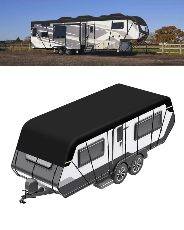 SUPAREE Motorhome Top Covers Caravan Cover Waterproof Caravan Roof Cover Universal for Summer UV Protection 210D Oxford Cloth with Reflective Strips 9 x 3m
