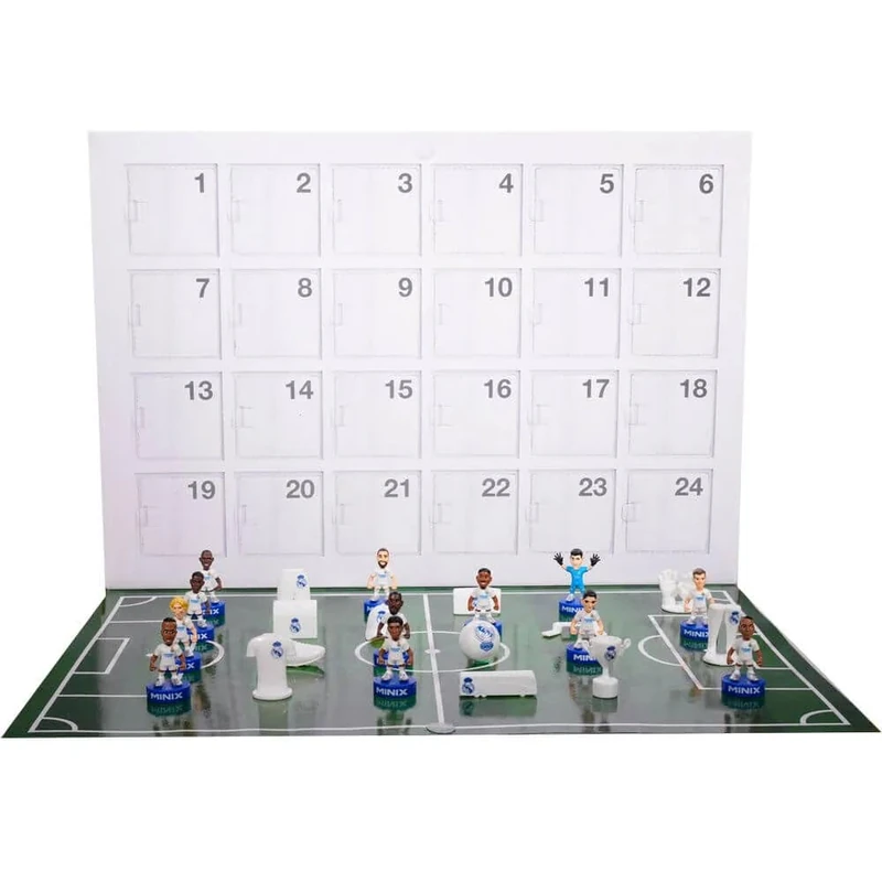 BANDAI, Minix Collectible Figurines, Super Pack Real Madrid, Advent Calendar with 12 Players and 12 Surprises, Gift Idea for Children and Adults, Football Fans (MN17348)