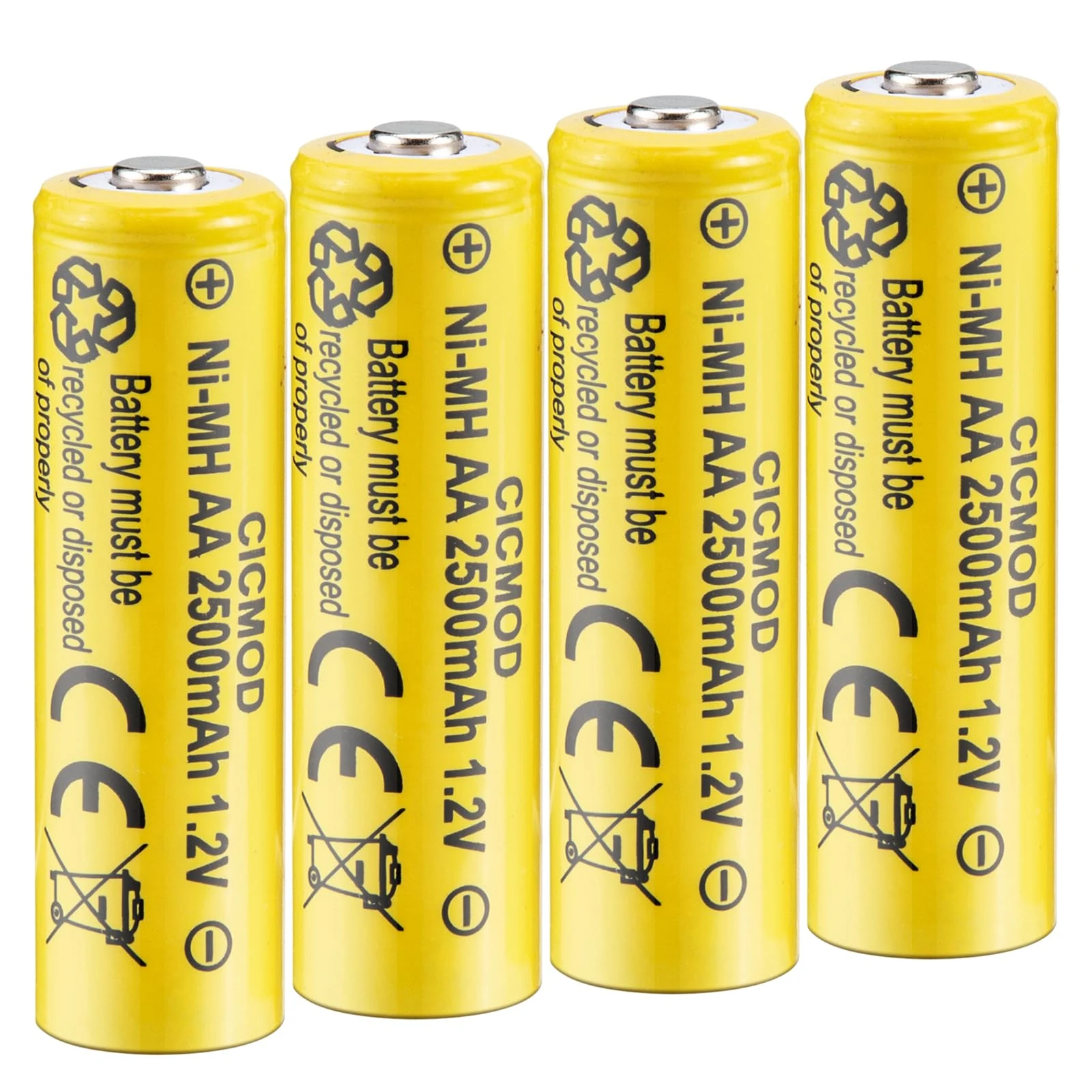 CICMOD AA Rechargeable Batteries Ni-MH Solar Light Batteries 4 Pack 1.2V 2500mAh for Outdoor Garden Decorative Lights