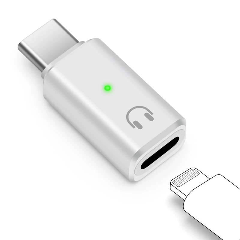 Seminer USB C to Lightning Audio Adapter, USB C Male to Lightning Headphone Earphone Female Converter for iPhone 16/15 Series, iPad and More (White)