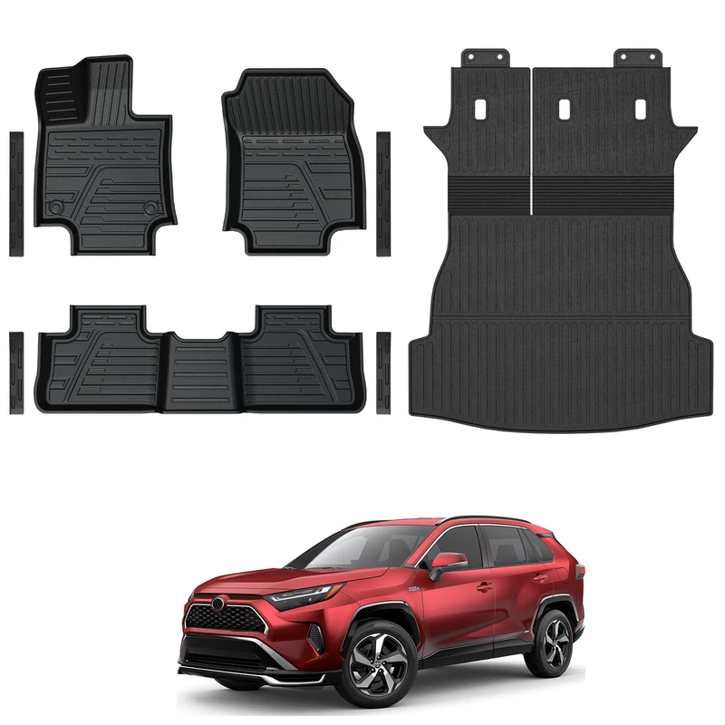 GALVAGNITE Floor Mats Set Cargo Liner with Backrest Cover for 2019-2025 Toyota RAV4(Include Hybrid), All Weather TPE Full Mat Set for RAV4 Accessories