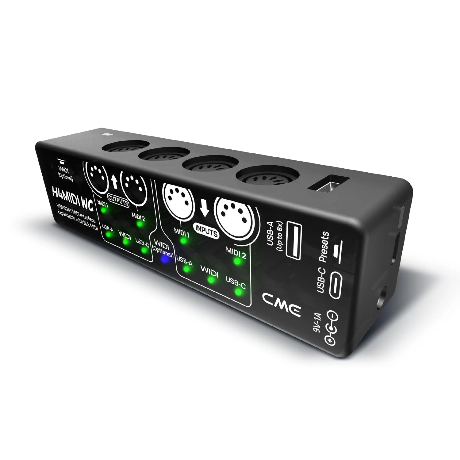 CME H4MIDI WC – Advanced USB Host MIDI Interface with Router, Filter, Mapper, Optional WIDI Bluetooth MIDI, Standalone 9V Power mode - Perfect for Guitarists and Producers