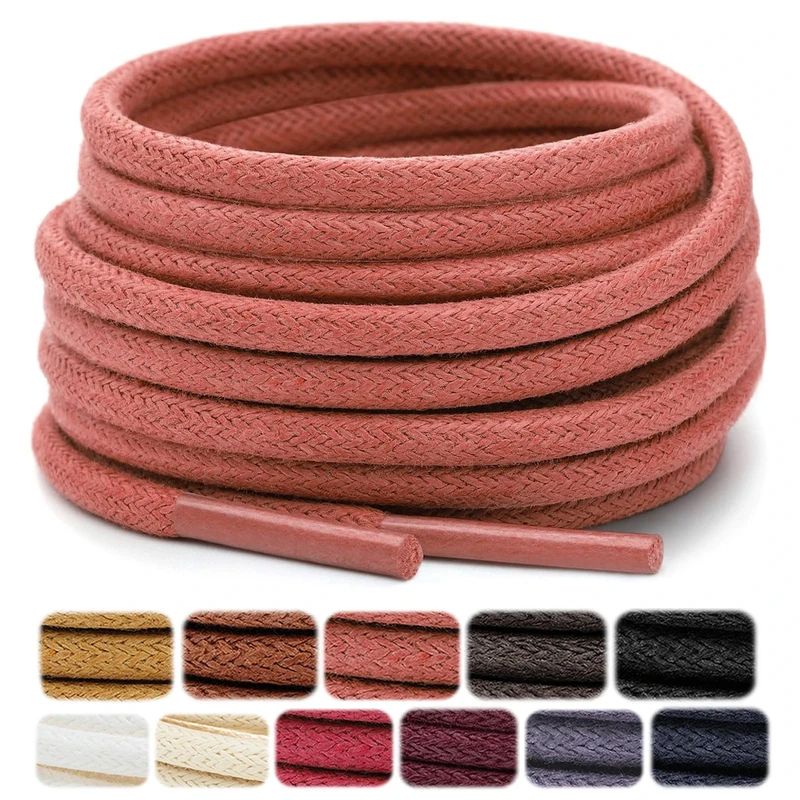 Stepace 2 Pairs Waxed Round Shoe Laces 3mm Oxford Shoelaces for Boots and Dress Shoes Caramel Brown 76cm