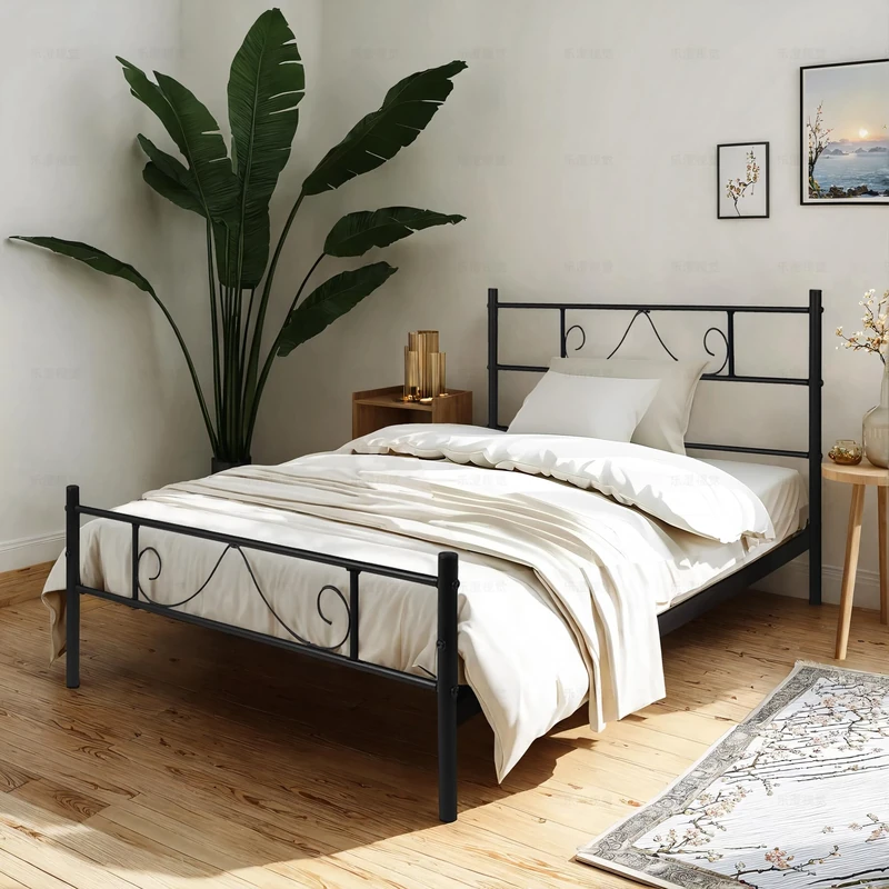 FurnitureR 3ft Single Metal Bed Frame For Kids Boys Teens Girls Twins - Style Iron Bed for Teens and Adults, Ideal for Bedrooms Dorms and Versatile Spaces,with Beard-Shaped Accents, Black