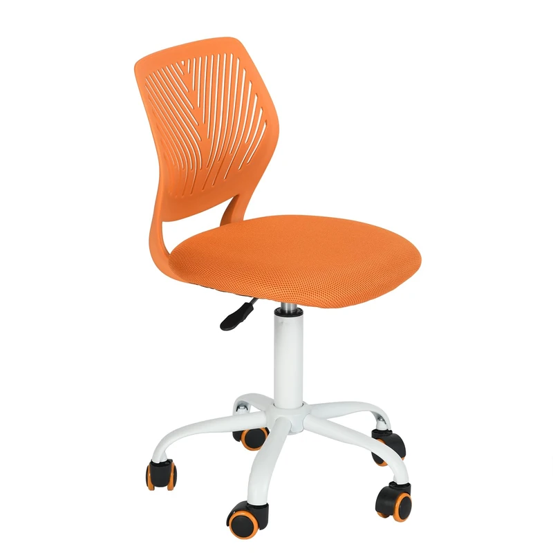 FurnitureR Colorful Office Chair Modern Design Adjustable Computer Chair Armless Swivel Computer Chair for Kids Bedroom Home Office (Orange)