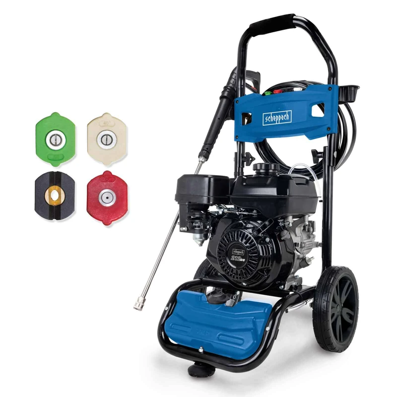 Scheppach HCP5000 Petrol Pressure Washer | 241 Bar | 5.9hp Engine | 570 L/h Flow | 4 Nozzles | 9.2 m Hose
