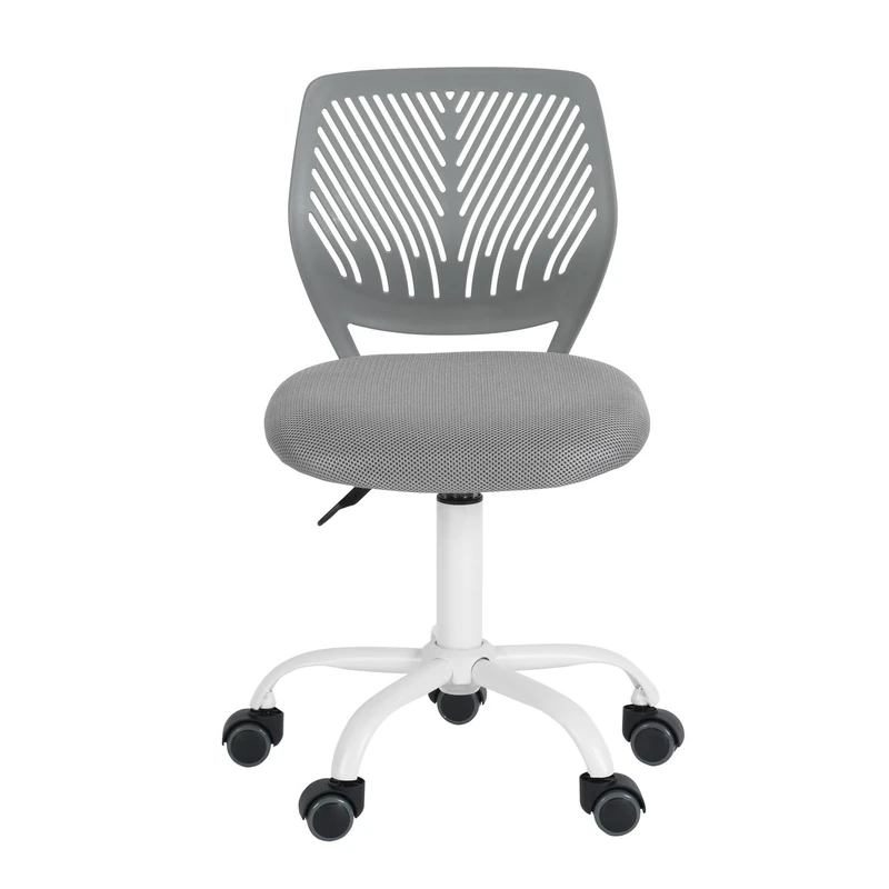FurnitureR Gaming Chair for Children, Office Chair, Gamer Chair, Desk Chair, Ergonomic Modern Design, Armless, Seat Height Adjustment, Rubber Wheels, Grey