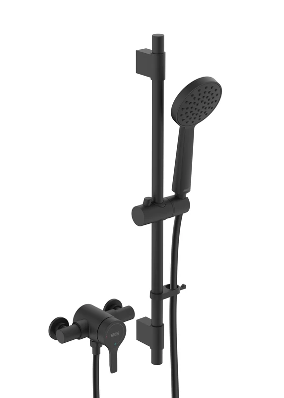 Onza Thermostatic Exposed Shower Valve with Riser Kit Black