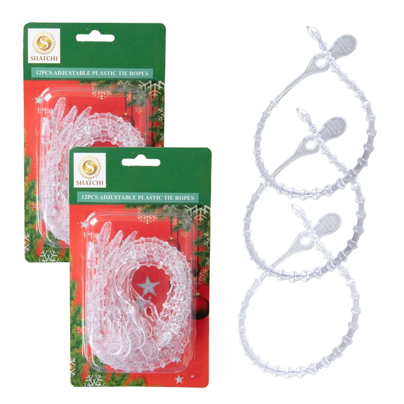 24Pcs Clear Adjustable Reusable Cable Ties 300mm –Cable Ropes for Garlands Christmas Tree Decorations – Ideal for DIY, Organizing Cables, Lighting Wires - Image 1