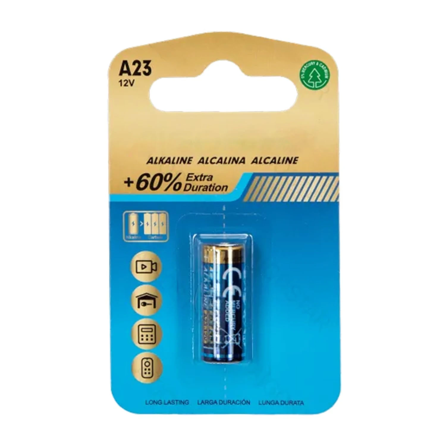 23A 12V alkaline battery suitable for electronic devices Delivers reliable and long lasting power Delivered in unit ideal for everyday use.