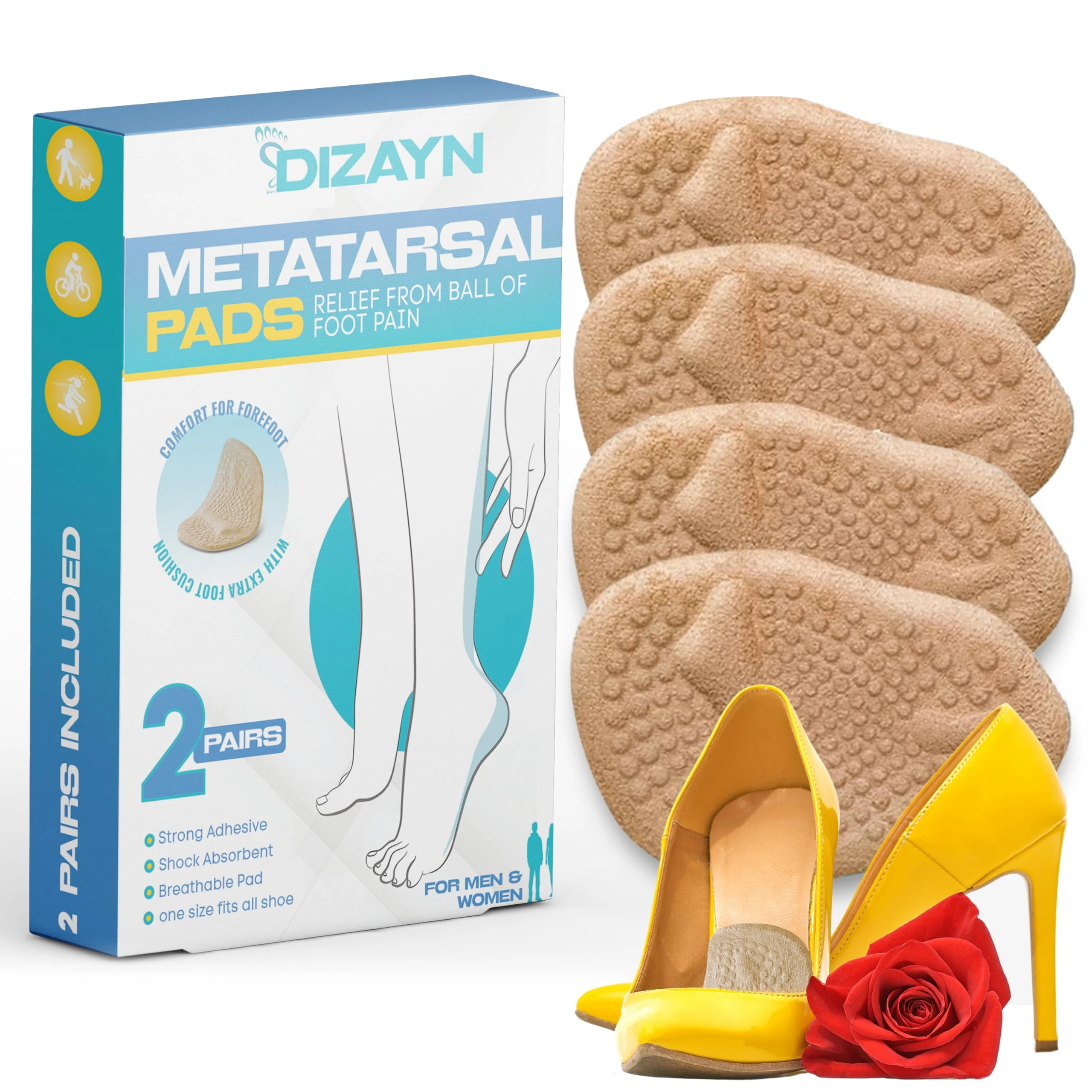 Silicone Party Feet Ball of Foot Cushions | High Heel Inserts for Women | Gel Heel Pads | Metatarsal Pads for Women | Forefoot Gel Insoles Prevent Blisters and Calluses | Universal Size