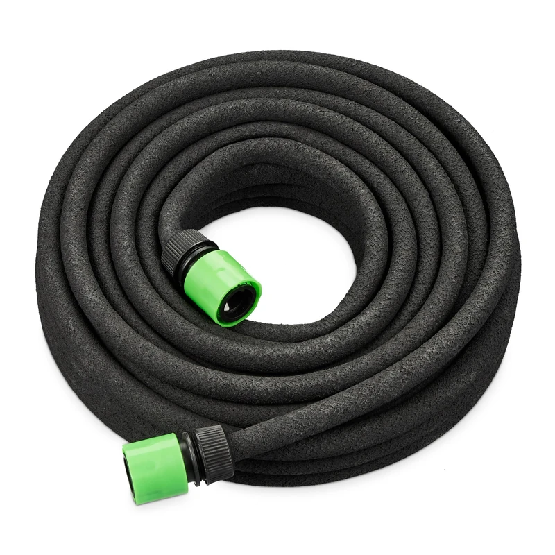 Relaxdays Drip Irrigation Hose, 70% rubber 20% plastic 10% brass, Black, 20m