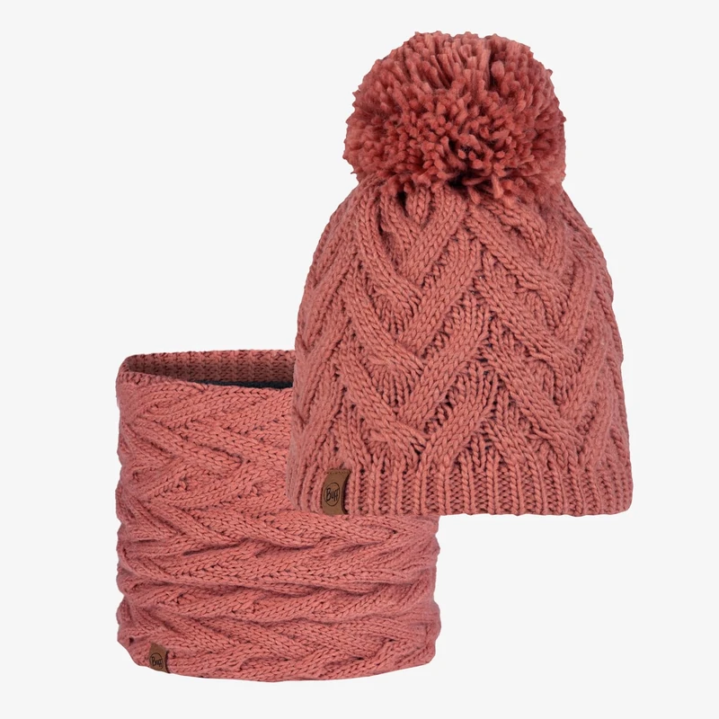 Buff® Bundle of Knitted & Fleece Band Hat Caryn Crimson with Knitted & Fleece Neckwear Caryn Crimson One Size Adult