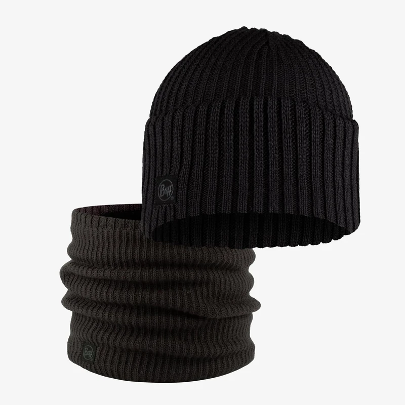 BUFF® Bundle of BUFF® Knitted Hat Rutger Graphite with Knitted & Fleece Neckwear Rutger Graphite One size Adult