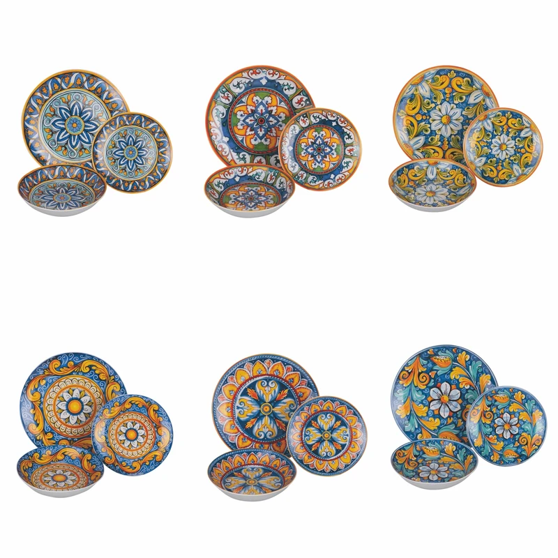 Villa d'Este Home Tivoli La Tradition 18-Piece Porcelain Dinner Set, 6 Different Places