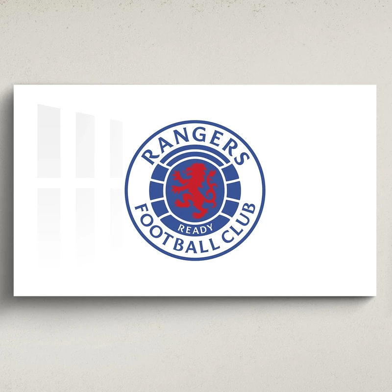 Licensed Décor Rangers Football Club Acrylic Wall Art- Medium (100cm (w) x 60cm (h) - Full Colour Crest on White