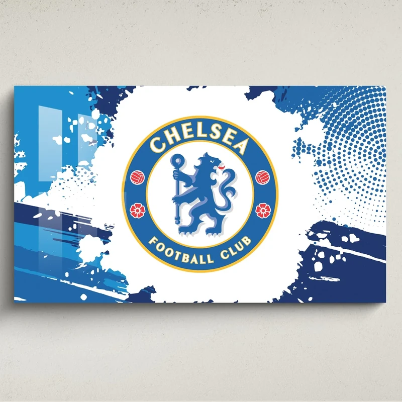Licensed Décor Chelsea FC Acrylic Wall Art- Medium (100cm (w) x 60cm (h) - Full Colour Crest on Graphic Splash, Blue