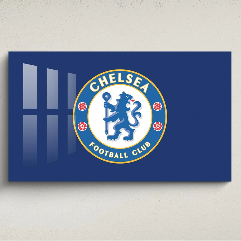 Licensed Décor Chelsea FC Acrylic Wall Art- Medium (100cm (w) x 60cm (h) - Full Crest on Secondary Dark Blue