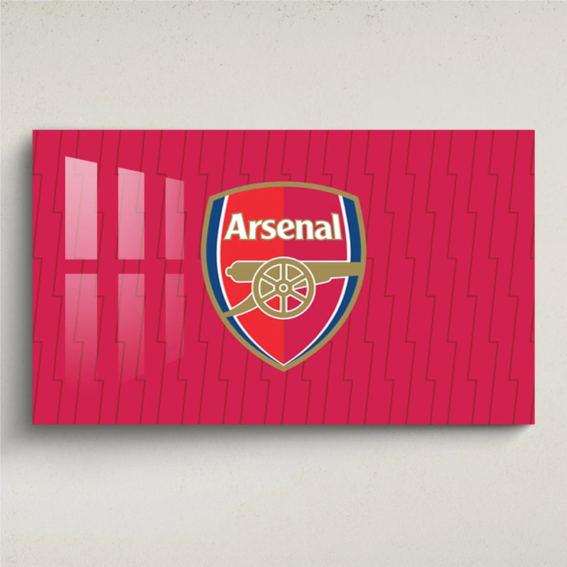 Licensed Décor Arsenal FC Acrylic Wall Art - Large (130cm (w) x 80cm (h) - Colour Crest on Lightening Texture, red