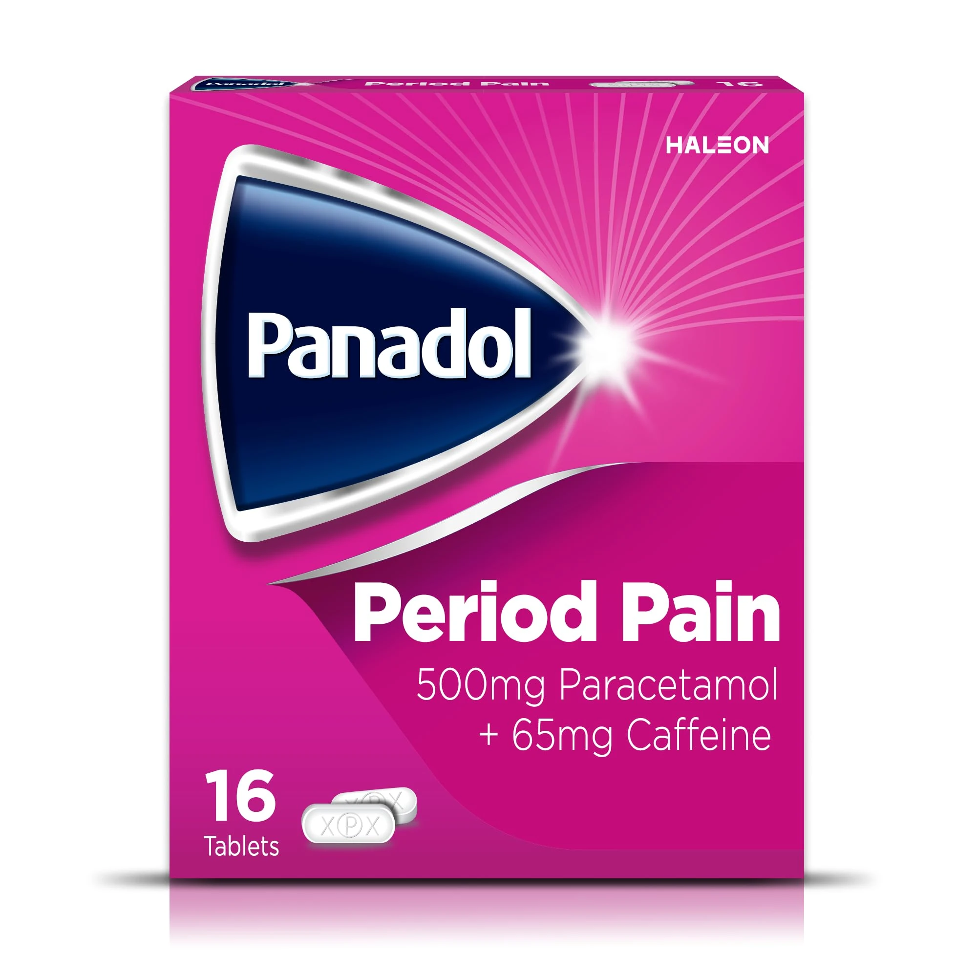 Panadol Period Pain Painkillers, 500mg Paracetamol Tablets with 65mg Caffeine, Pain Relief for Menstrual Cramps, Backache and Headache, Pack of 14