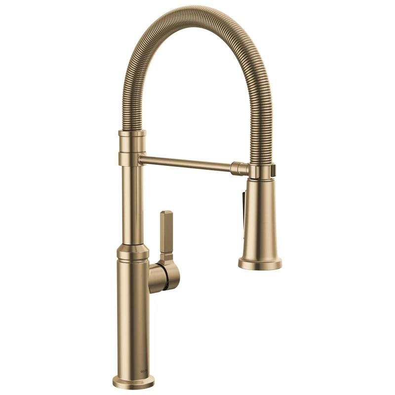 Delta Faucet Rhett Pro Commercial Style Kitchen Faucet with Pull Down Sprayer, Gold Commercial Kitchen Faucet, Spring Kitchen Faucet, Delta Kitchen Sink Faucet, Champagne Bronze 18829-CZ-DST