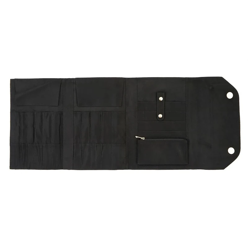 KnitPro Coal Assorted Knitting Needle Case - for Double-Pointed Needles, Interchangeable Needle Tips, Cables and Accessories, Suede, 25 x 18 x 2cm - 1 Piece, Black