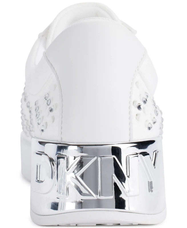 DKNY Women's Maben Stones-Lace Trainers, BRT White, 4.5 UK
