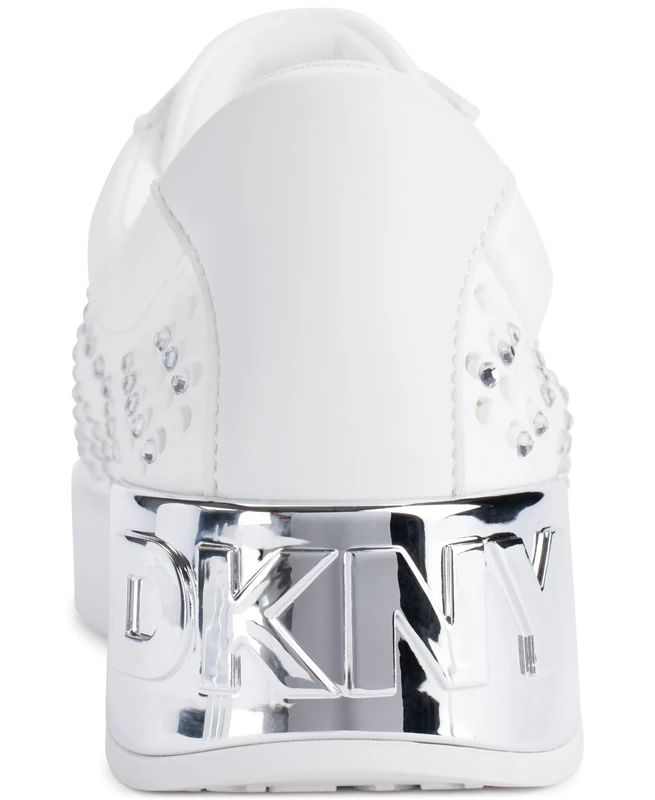DKNY Women's Maben Stones-Lace Trainers, BRT White, 6 UK