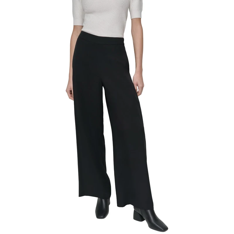 DKNY, Women's Pull ON Wide Leg Twill Pant, Black, S, Black, S