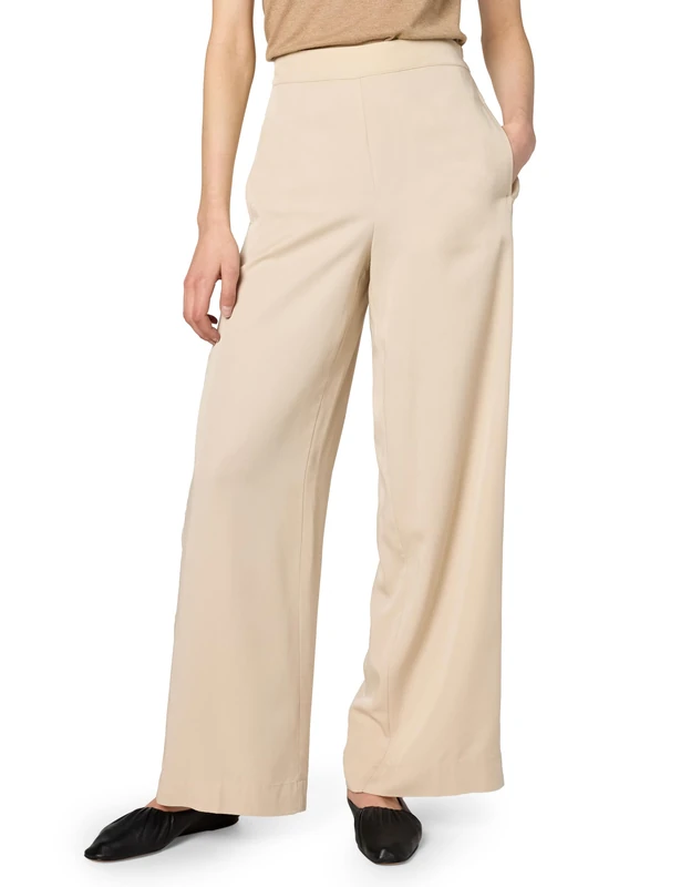 DKNY Women's Pull On Wide Leg Twill Pants, Chino Khaki, XS
