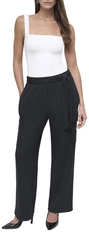 DKNY Women's Cupro Stripe Wide Leg Pants, M