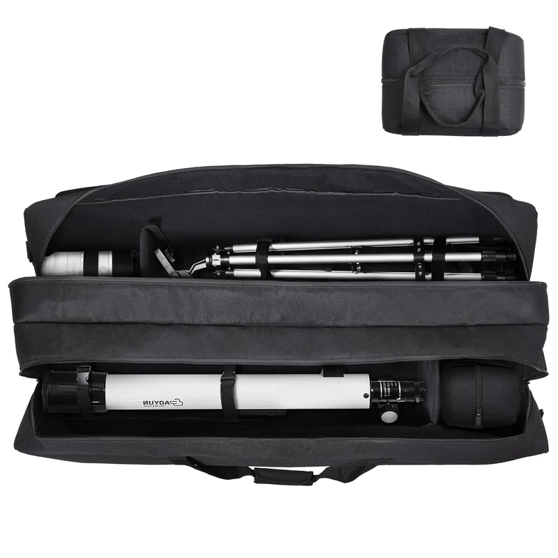 VEVOR Telescope Case, 1040 mm, Telescope Large Storage Bag with Fixed Buckles, Multi-Pocket & Detachable Divider, Shock-Absorbent Telescope Carrying Bag for Optical Tube & Tripod, Counterweight Pocket