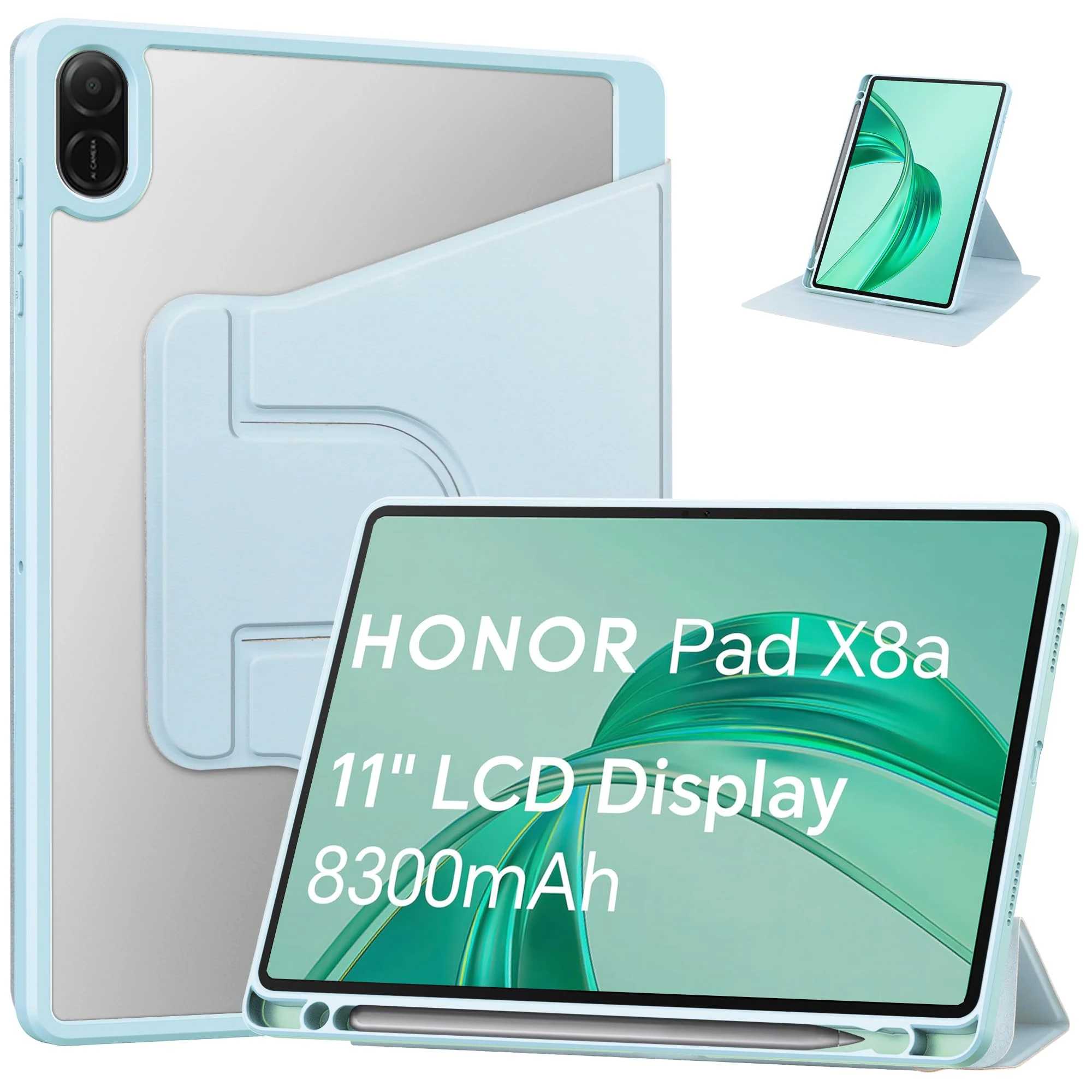 YRH for Honor Pad X8a Case 11 inch 2024, 360 Degree Rotating Stand Protective Cover Case for Honor Pad x8a tablet 11'' (Skyblue)
