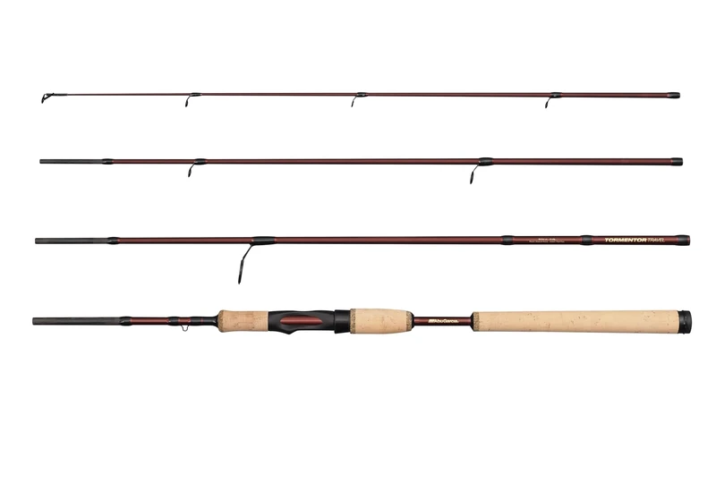 Abu Garcia Tormentor2 Travel Spinning Rod, Lightweight Fishing Rod with 24T Carbon Blank, Cork Handle, Compact Design for Traveling Anglers, Freshwater & Saltwater Predator Fish, 2.74m 7-28g
