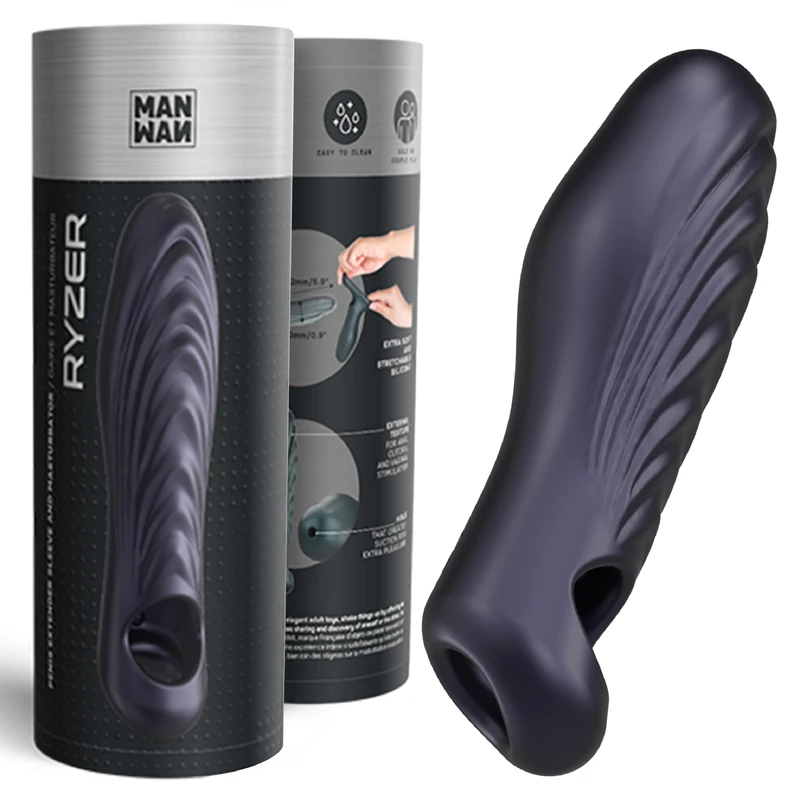 Manwan Ryzer Penis Extender and Soft Masturbation Sleeve Black 15.2 cm