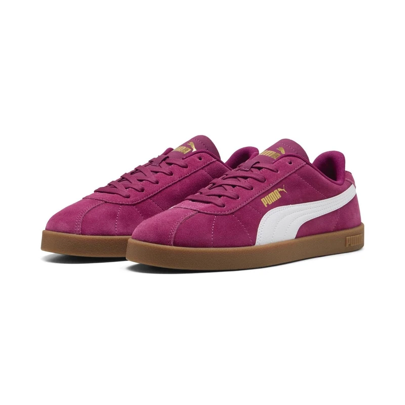 Puma Unisex Club II Trainers, Berry-Puma White-Puma Gold, 3