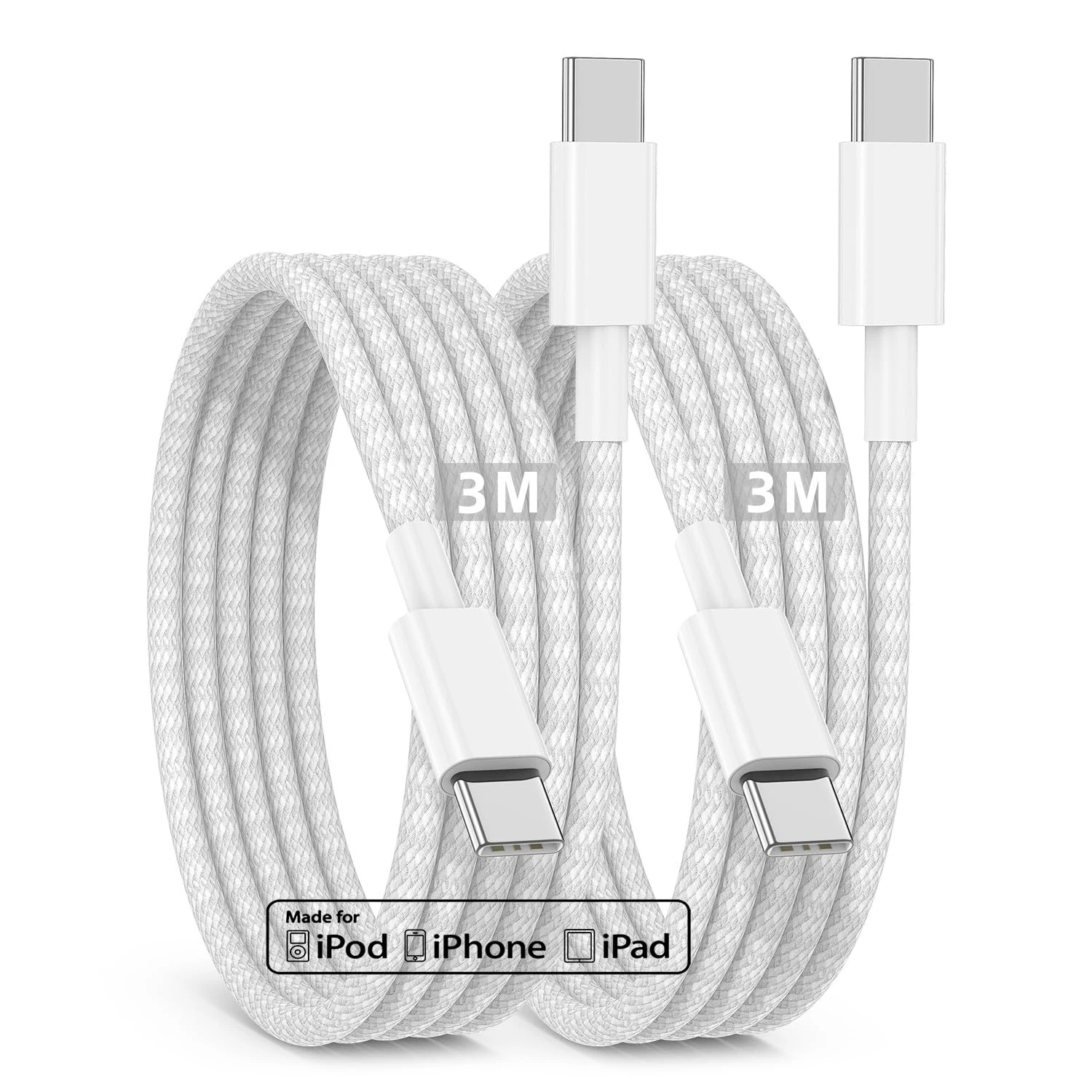 USB C to USB C Charger Cable 3M, 2Pack 3M iPhone 17 16 15 Charger Cable Lead 60W, Long Type C to C Charging Cable Wire for Apple iPhone 17 Pro Max/17 Air/16 Plus/16 Pro Max/15 Pro/15 Pro Max/iPad Pro