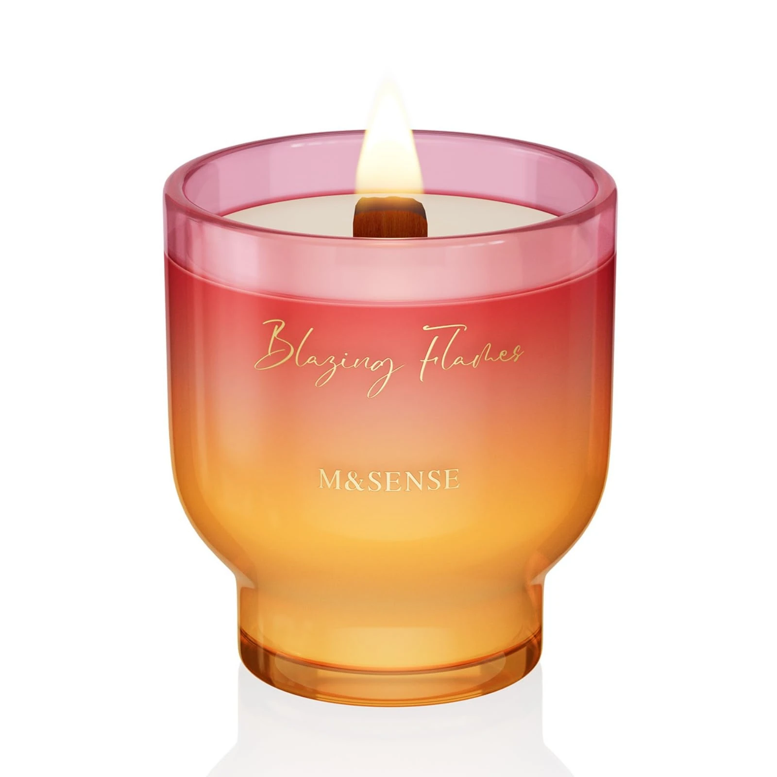 M&SENSE Scented Candle with Crackling Wick, Blazing Flames 270g, 60 Hours Long Burning Time,Perfect Christmas Gifts for Women