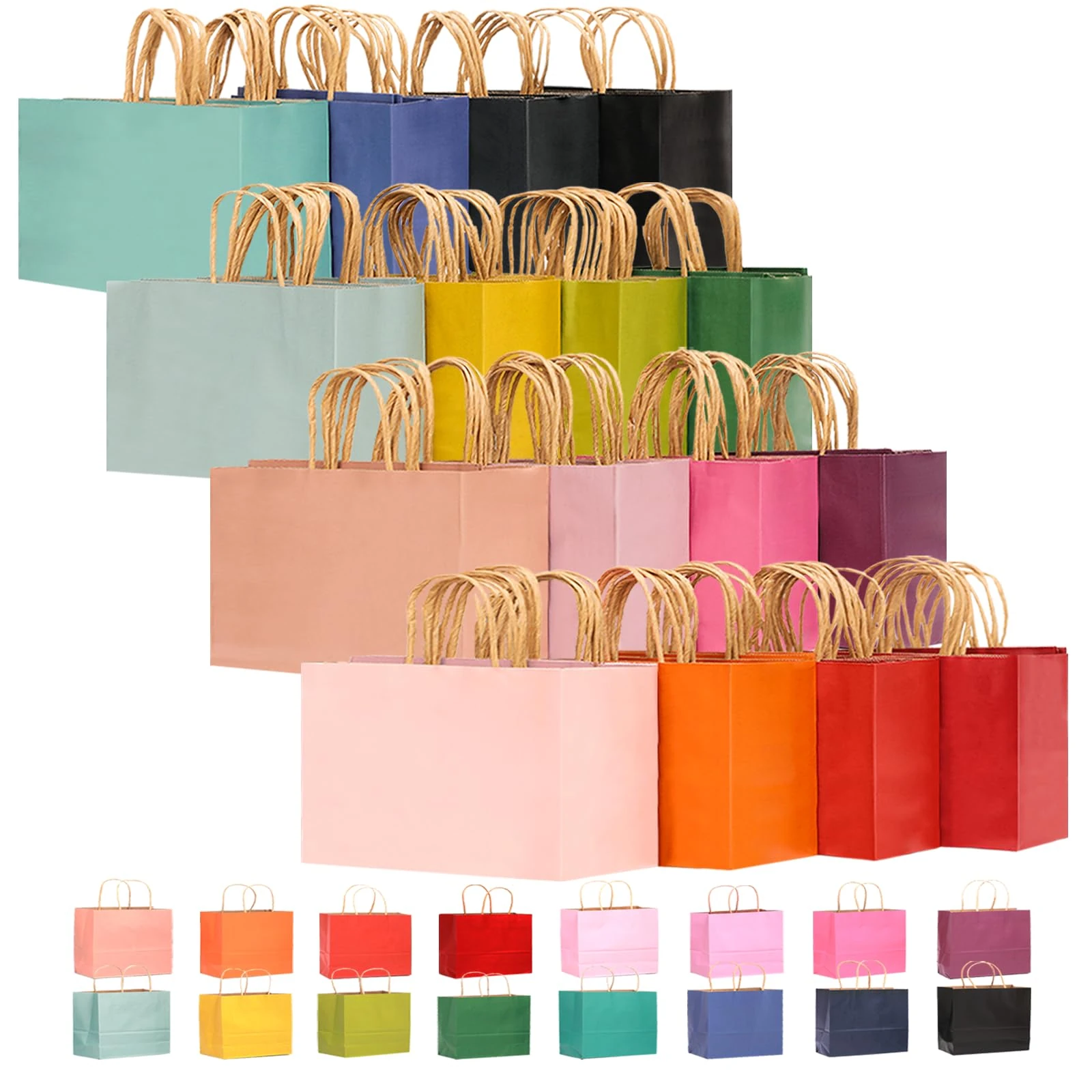 Gcardist 16PCS Gift Paper Bags 32x25x11cm Large Gift Bag with Handles Bulk 16 Different Senior Color Bags Multiple Uses (12.6x10x4.3Inch,Wide Large)