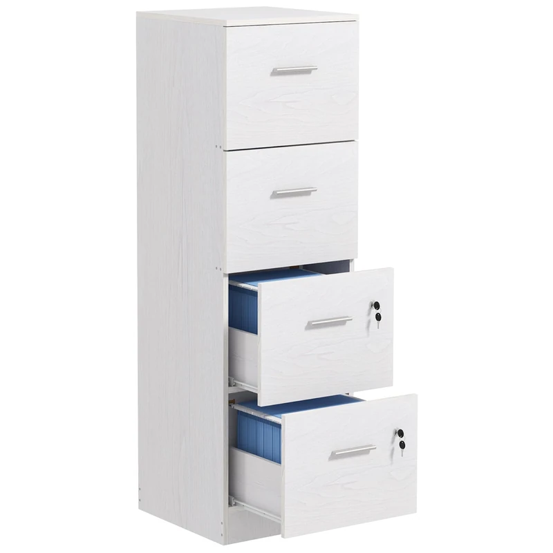 HOMCOM File Cabinet, 4 Drawers, Vertical Filing Cabinet, Ash Wood-Effect