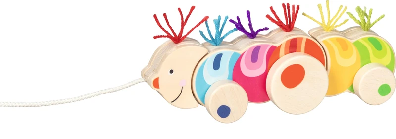 Goki Papilio 54855 Wooden Caterpillar Pull Toy - Ages 2+