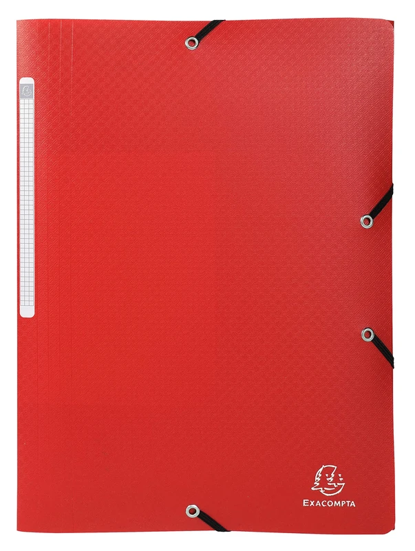 Exacompta - Ref 55085E - Box of 50 Opak Elastic folders - 3 Flap Pockets - Opaque Polypropylene - Size 24 x 32 cm for A4 documents - red